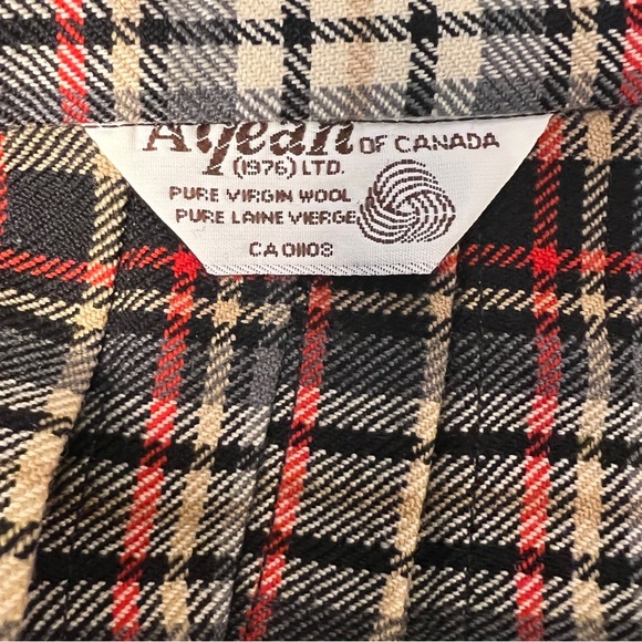 Vintage Tan Tartan Wool Plaid Kilt Midi Skirt with Button Detail Vintage - Picture 7 of 8